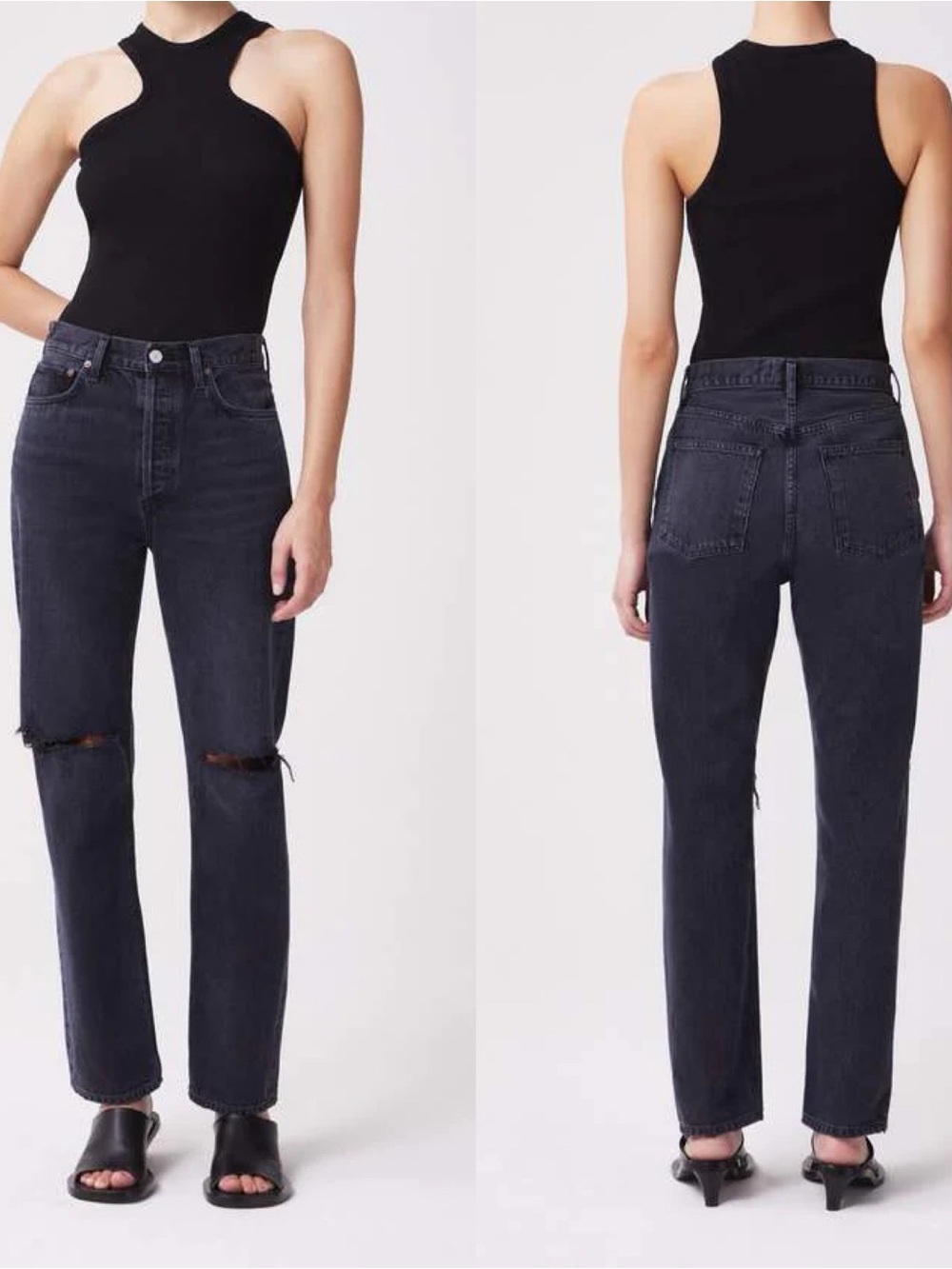agolde | 90’s pinch waist jeans howl wash distressed black size 26